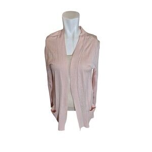 Tahari Cardigan Sweater Pastel Pink Sweater Open Front Sz L
